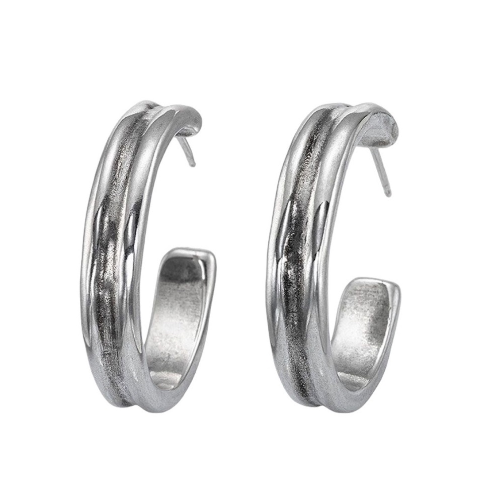 UNODE50 RAJADOS SILVER-PLATED HOOP EARRINGS - BNWT